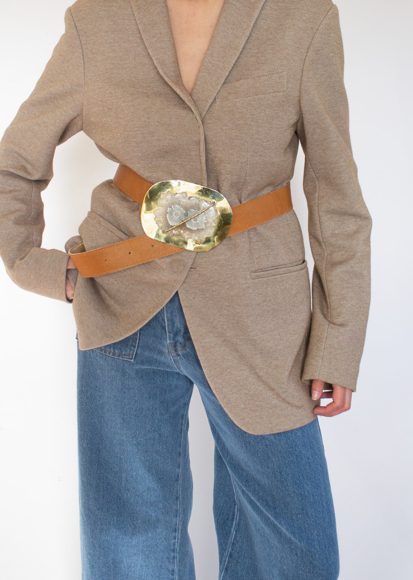 Cinto reversible 100% cuero y hebilla estalactita XL