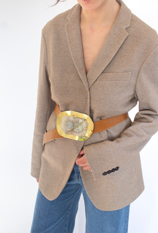 Cinto reversible 100% cuero y hebilla estalactita XL