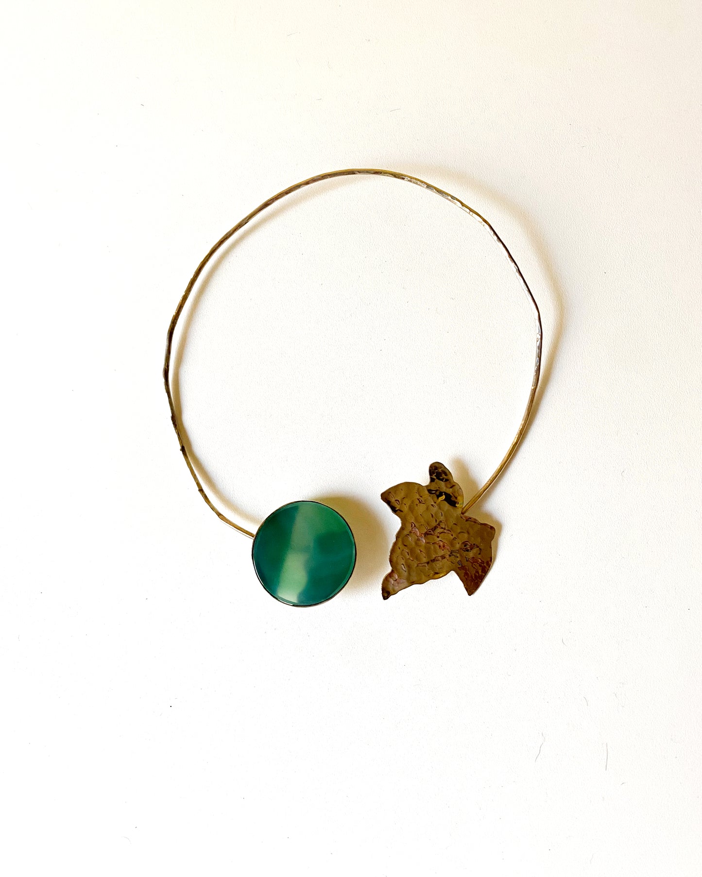 Brass and green agate choker