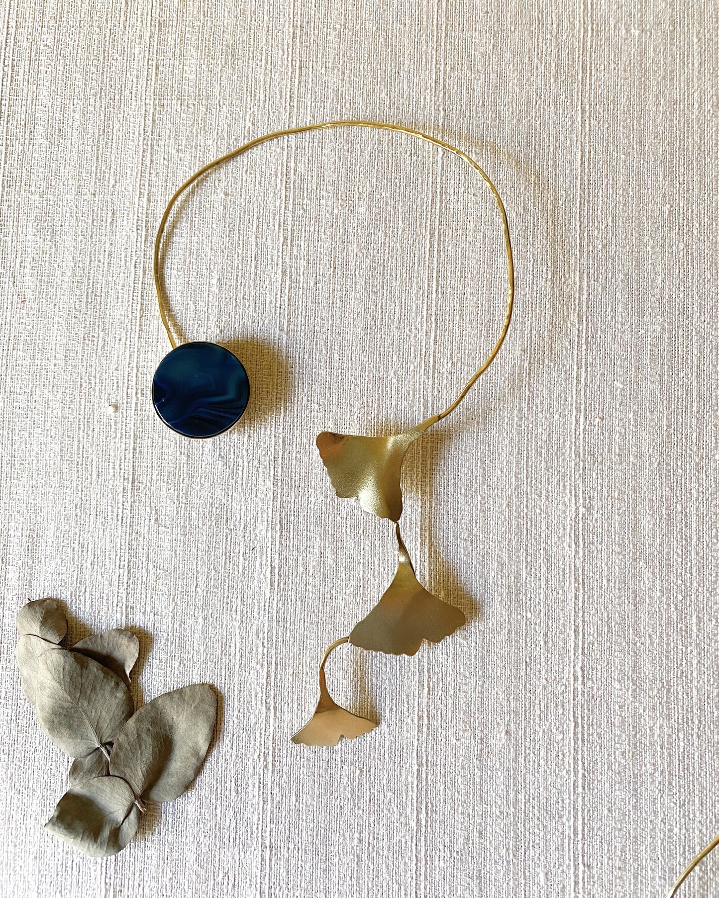 Brass and blue agate choker