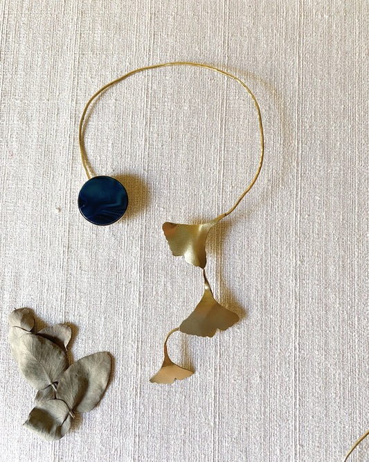 Brass and blue agate choker