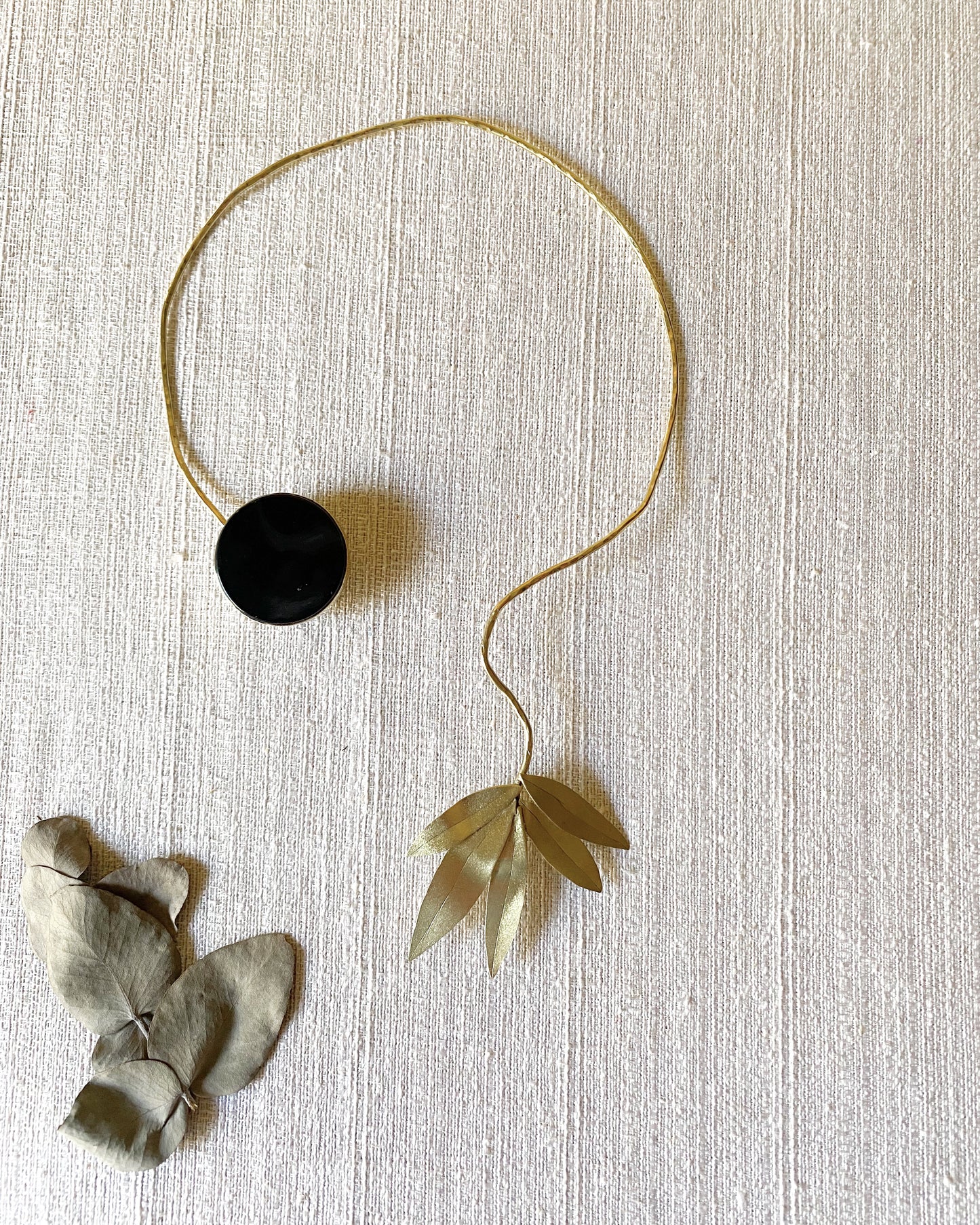 Brass and black agate choker