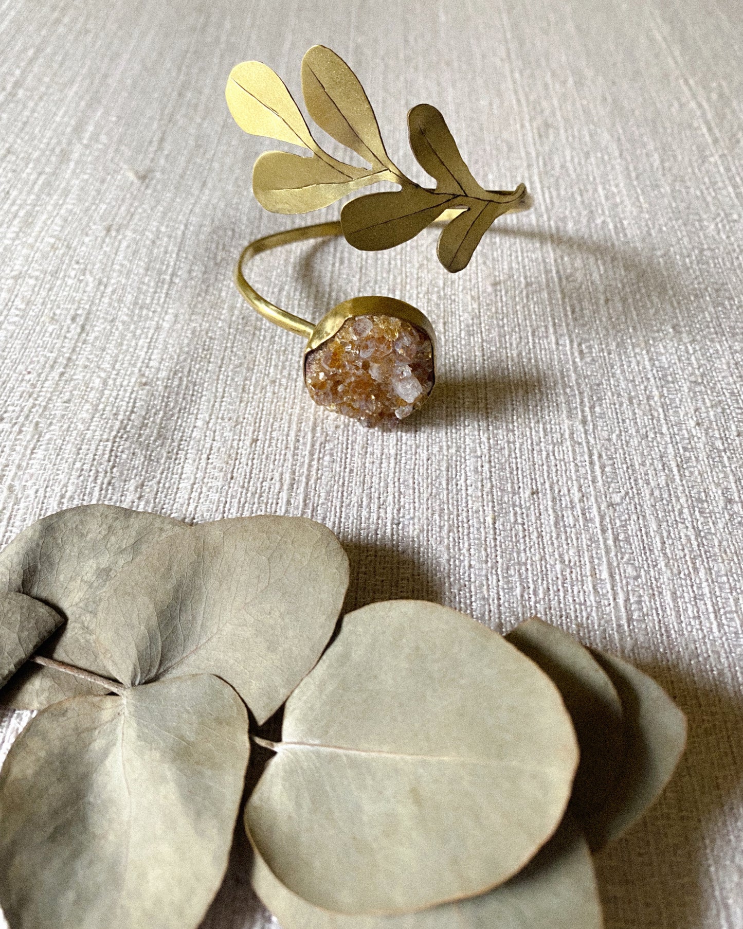 Brass and citrine wrist bracelet