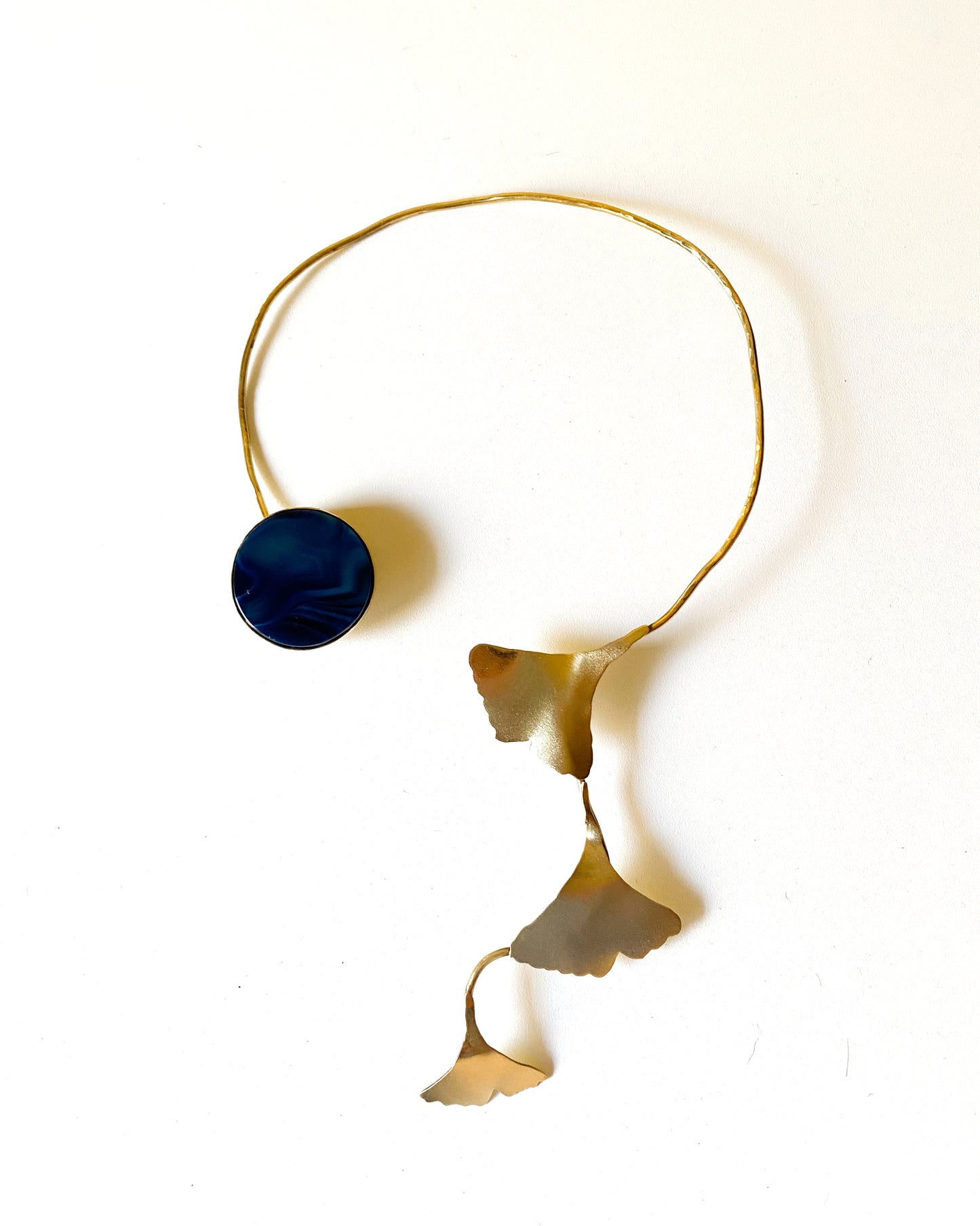 Brass and blue agate choker