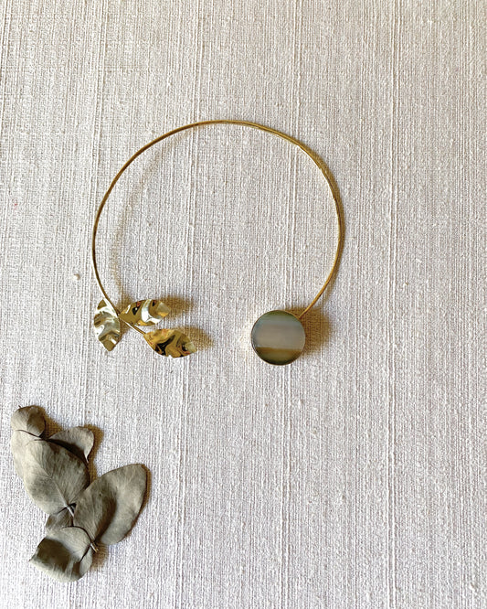 Brass and agate choker