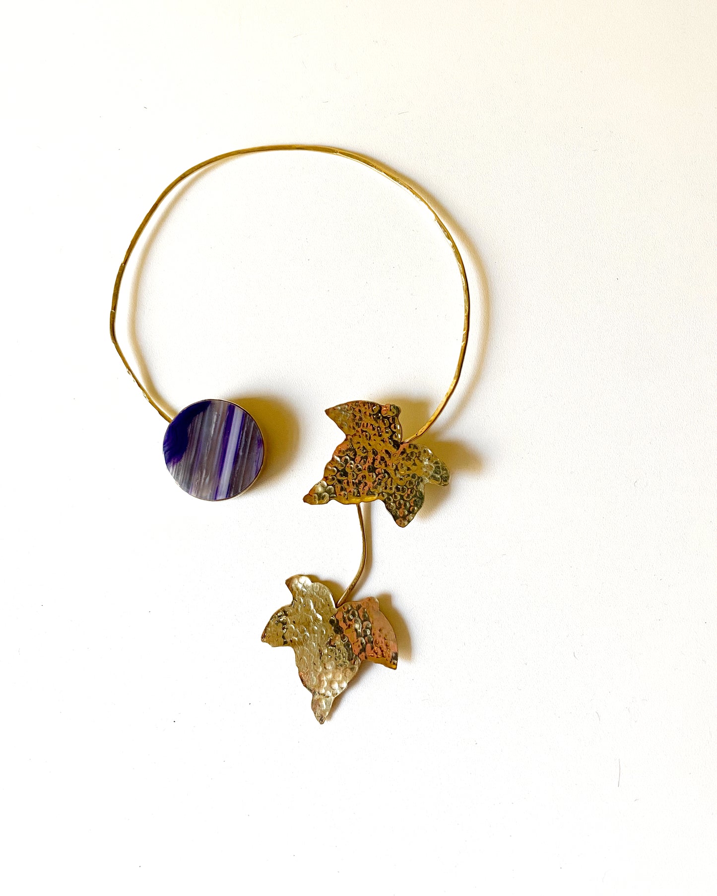 Brass and violet agate choker