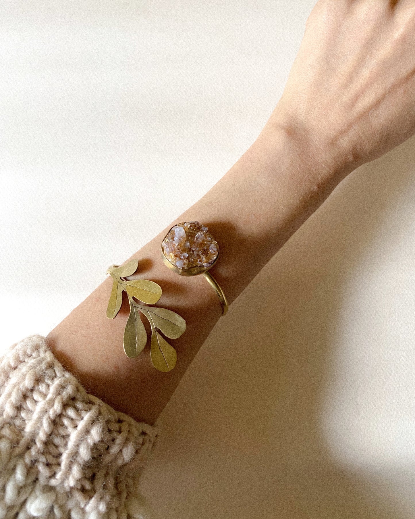 Brass and citrine wrist bracelet