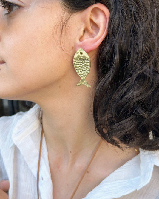 Caravanas mojarrita, latón.